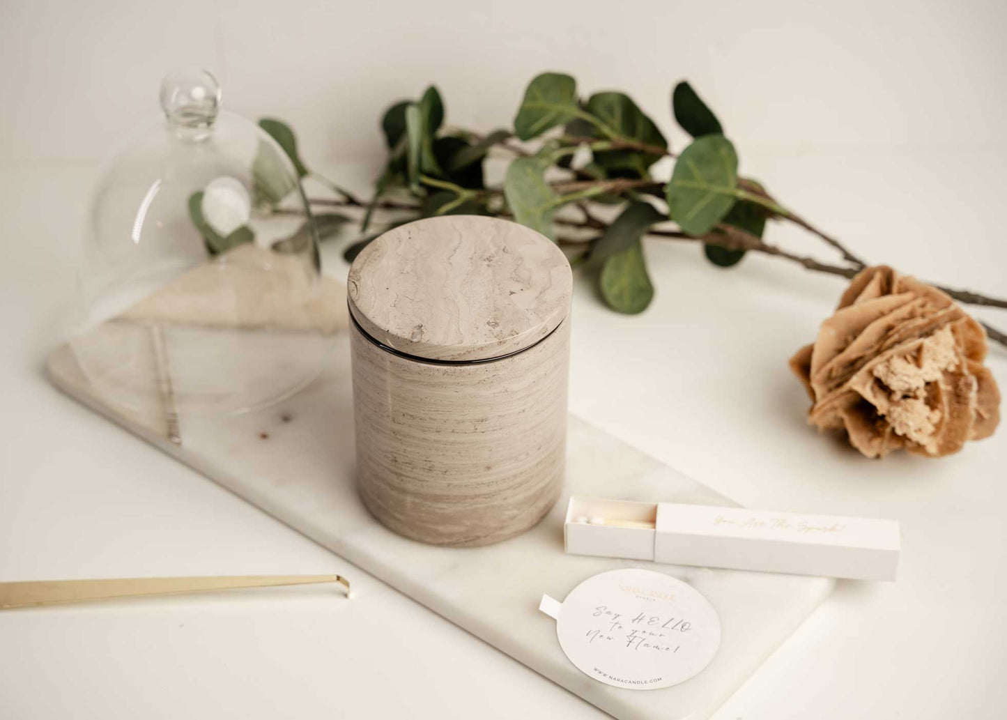 GREY MARBLE CANDLE VESSEL