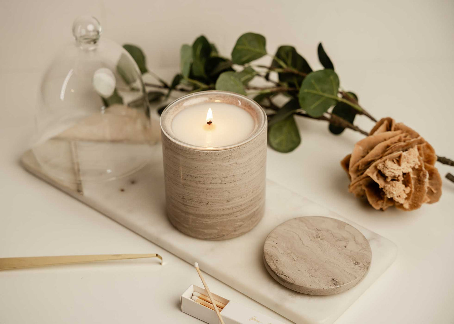 GREY MARBLE CANDLE VESSEL