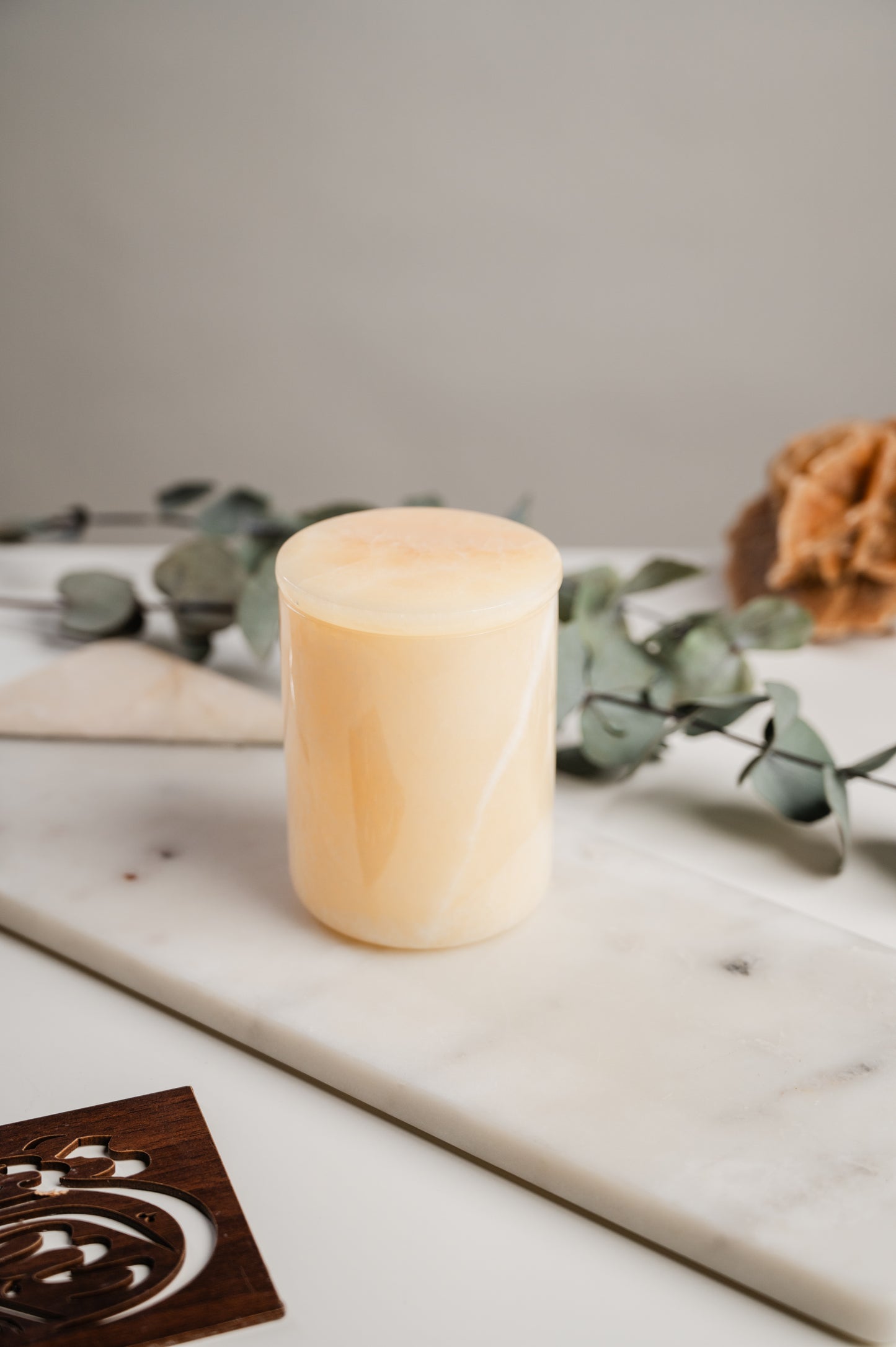 YELLOW ONYX CANDLE VESSEL