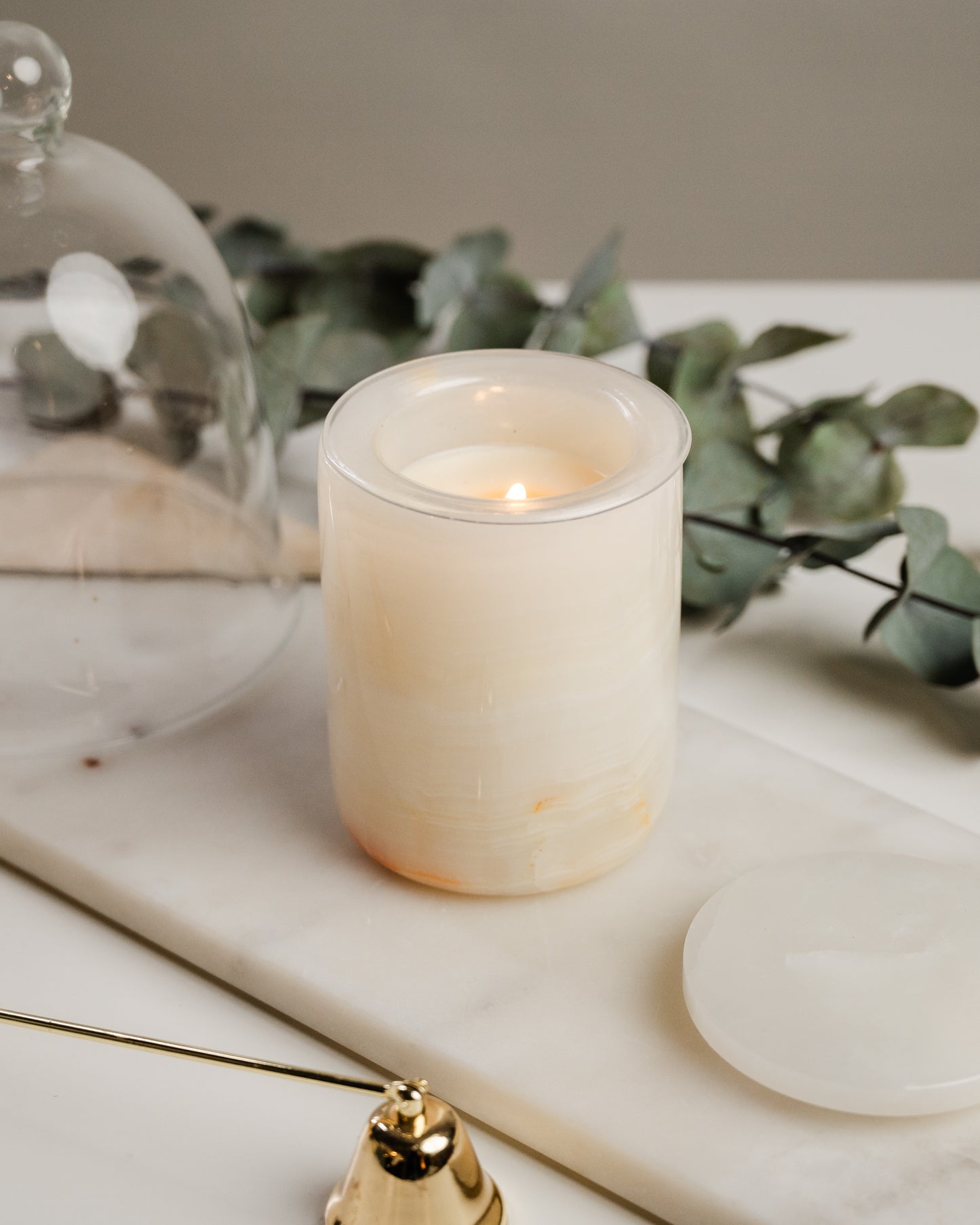 WHITE ONYX CANDLE VESSEL